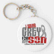 Brain Tumour I Wear Grey For My Son 6.2 Keychains