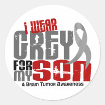 Brain Tumour I Wear Grey For My Son 6.2 Sticker