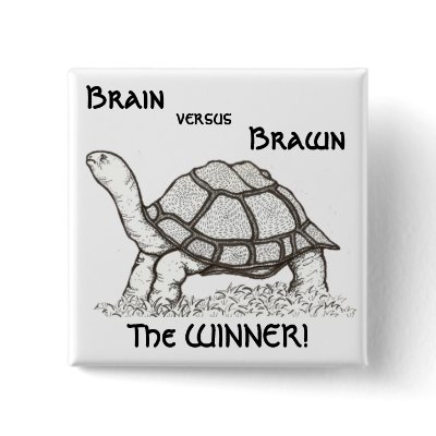 Brain vs. Brawn Badge Button by IArtist40
