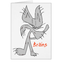 Brains - Grey Zombie Dancing Cat Cards