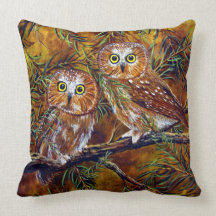 Branch Buddies Owl Painting Throw Pillow
