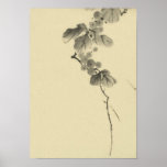 Branch with Leaves and Berries, Hokusai Japanese Print