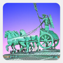 Brandenburg Gate Chariot, Berlin, Germany (bg8p2) Square Sticker