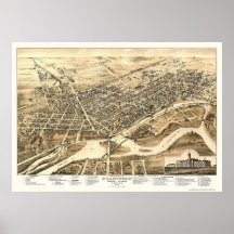 Brantford, ON, Canada Panoramic Map - 1875 Posters