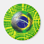 Brasil Brazil Soccer ball in the net artwork gifts Fridge Magnets