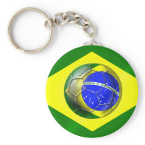Brasil Futebol Bandeira soccer ball flag of Brazil Keychain
