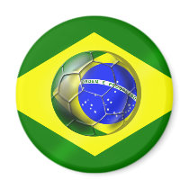 Brasil Futebol Bandeira soccer ball flag of Brazil Magnet