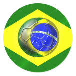 Brasil Futebol Bandeira soccer ball flag of Brazil Round Sticker