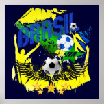 Brasil Grunge 2010 soccer lovers futbol gifts Print