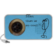 Brass drain photo and black ink wire man image laptop speakers