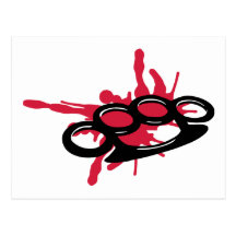 Brass knuckles blood postcard