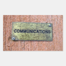 Brass plate on concrete wall rectangle sticker