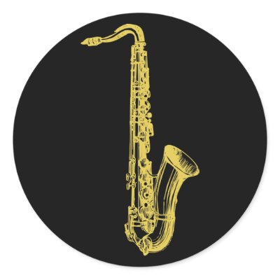 Brass Sax Round Stickers by chmayer