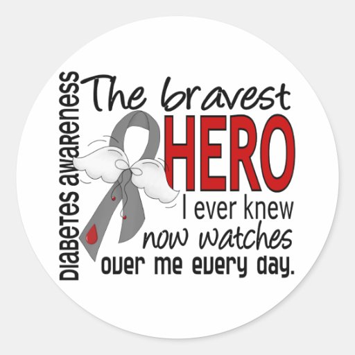 Bravest Hero I Ever Knew Diabetes Round Stickers