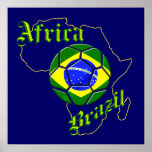 Brazil Africa Map of Africa soccer lovers gifts Posters