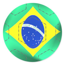 Brazil flag 3d football soccer sticker