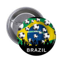 Brazil Football Pinback Buttons