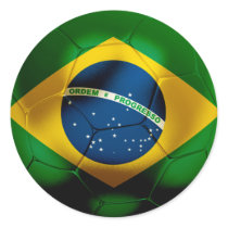 Brazil Football Round Stickers