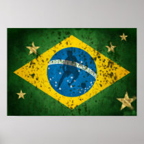 Brazil Grunge flag for Brazilians Soccer Sports Poster