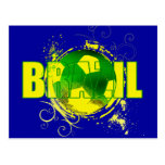Brazil grunge logo soccer ball futebol fans gifts post card