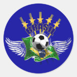 Brazil logo emblem 5 star for dark gifts round stickers