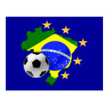 Brazil map 5 stars soccer ball gifts postcard