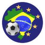 Brazil map 5 stars soccer ball gifts round stickers
