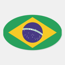 Brazil National Flag Oval Stickers