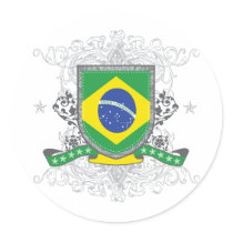Brazil Shield Round Sticker