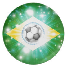 Brazil soccer flag party plates
