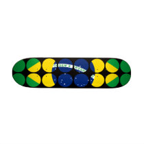 Brazil Stylish Girly Chic Polka Dot Brazilian Flag Skate Boards