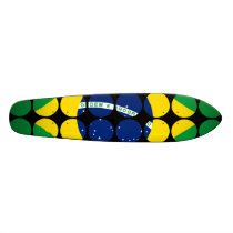 Brazil Stylish Girly Chic Polka Dot Brazilian Flag Skate Board Deck