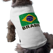 Brazil Vintage Flag Dog Shirt
