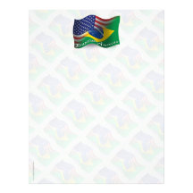 Brazilian-American Waving Flag Custom Letterhead