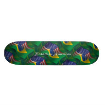 Brazilian-American Waving Flag Custom Skateboard