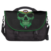 Brazilian Flag Skull on Black Laptop Bag