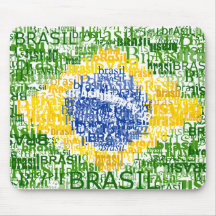 Brazilian Flag - Textual Brasil Mouse Pads