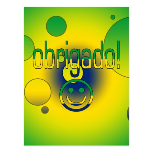Brazilian Gifts Thank You / Obrigado + Smiley Face Post Cards