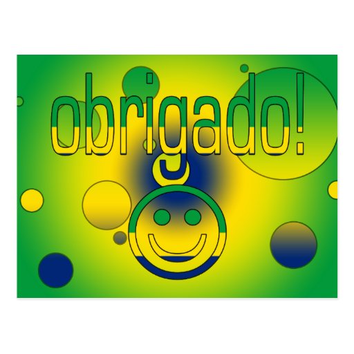 Brazilian Gifts Thank You / Obrigado + Smiley Face Postcard