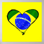 Brazilian heart Brazil flag love heart Poster