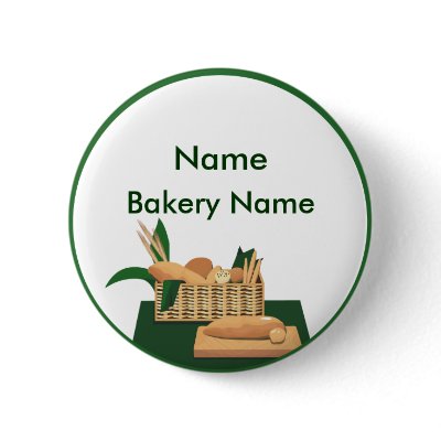 Bread Basket Bakery Name Tag Button by HomegrownLove
