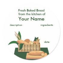 Bread Basket Product Label Round Stickers