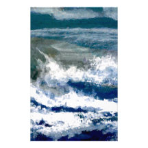 Breakers on the Rocks Seascape Ocean Waves Art Stationery
