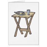 breakfast on a snack tray table greeting cards