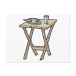 breakfast on a snack tray table postcards
