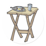 breakfast on a snack tray table round sticker
