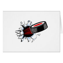 Breakthru Hockey Puck Greeting Cards