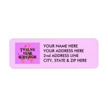 Breast Cancer 12 Year Survivor Custom Return Address Label