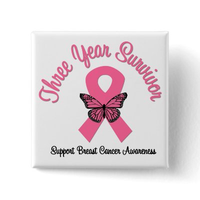 Breast Cancer 3 Year Survivor Pins by cancerapparel