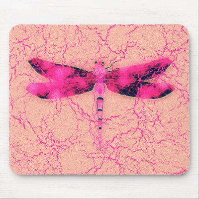 Breast Cancer Awareness Dragonfly Mouse Pad by dragonflyworld